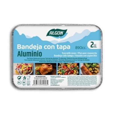 SET 2 BANDEJAS ALUMINIO RECTANGULARES CON TAPA ALGON