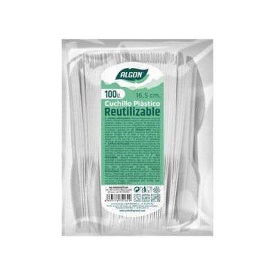 PACK 100 CUCHILLOS PLASTICOS REUTILIZABLES BLANCAS ALGON