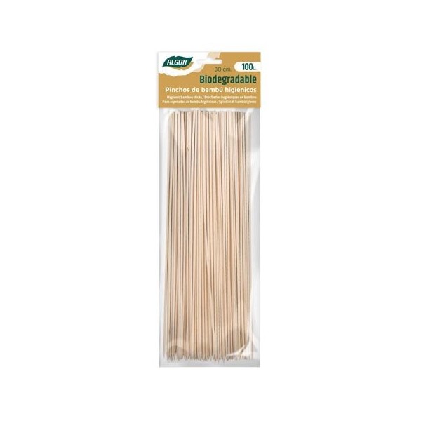 PACK 100 PINCHOS 30CM BAMBU BIODEGRADABLE ALGON