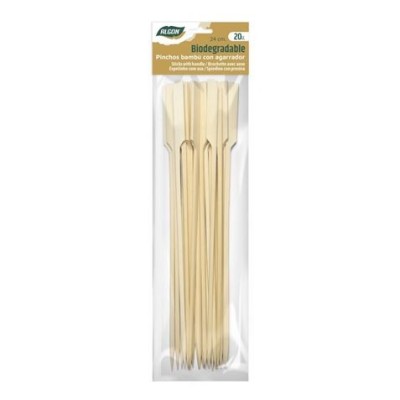 PACK 20 PINCHOS BAMBU CON AGARRADOR 24CM ALGON