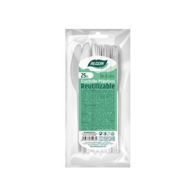 PACK 25 CUCHILLOS PLASTICOS REUTILIZABLES BLANCAS ALGON