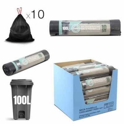 PACK 10 BOLSAS DE BASURA 100 LITROS ECO RECICLADAS NEGRAS