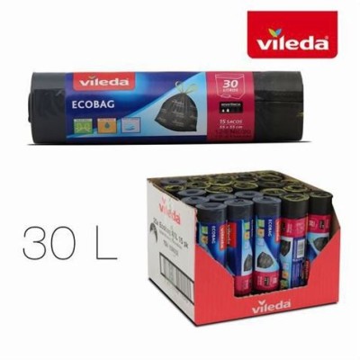 PACK 15 BOLSAS BASURA AUTOCIERRE ECOBAG 30 LITROS VILEDA