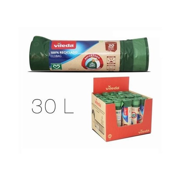 PACK 15 BOLSAS BASURA REFORZADA 30 LITROS ECOBAG VILEDA