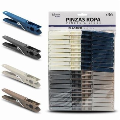 PACK 36 PINZAS PLASTICAS PARA LA ROPA EN 4 COLORES