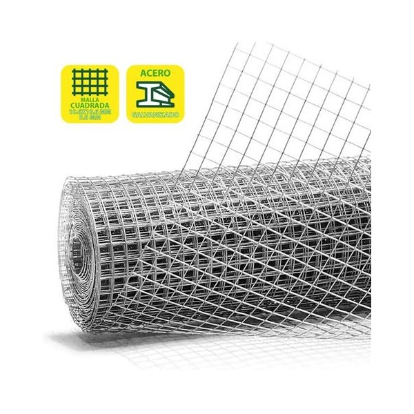 TELA METÁLICA GALVANIZADA 10.6X10.6X0.8MM 1X25 METROS SUNGARDEN