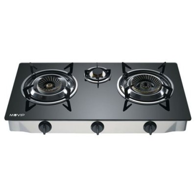 REACONDICIONADA COCINA GAS INOX 3 FUEGOS CRISTAL TEMPLADO MUVIP