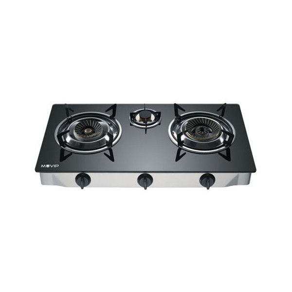 REACONDICIONADA COCINA GAS INOX 3 FUEGOS CRISTAL TEMPLADO MUVIP