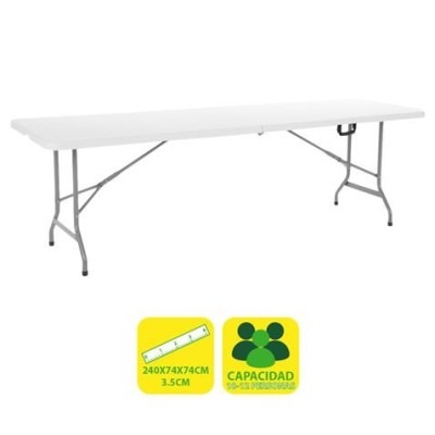 REACONDICIONADA MESA DE RESINA PLEGABLE 240X74X74CM 3.5CM SUNGARDEN