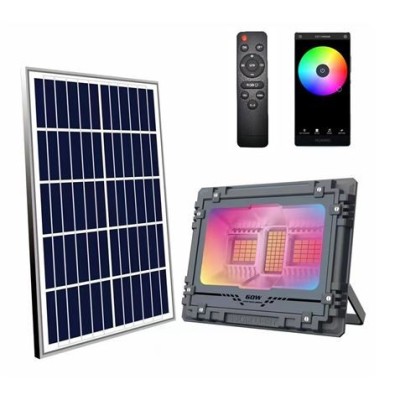 REACONDICIONADO FOCO LED SOLAR 100W RGB 780LM + CONTROL REMOTO ELBAT