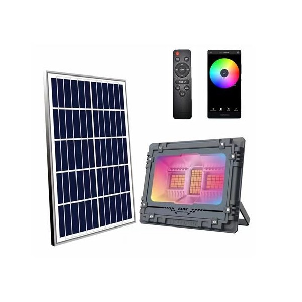 REACONDICIONADO FOCO LED SOLAR 100W RGB 780LM + CONTROL REMOTO ELBAT