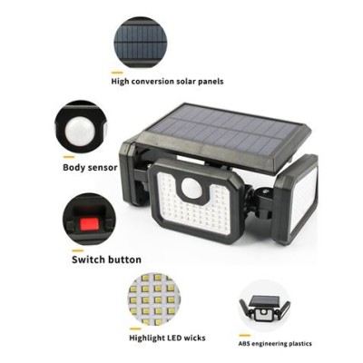 REACONDICIONADO FOCO SOLAR TRIPLE CON SENSOR 800LM ELBAT