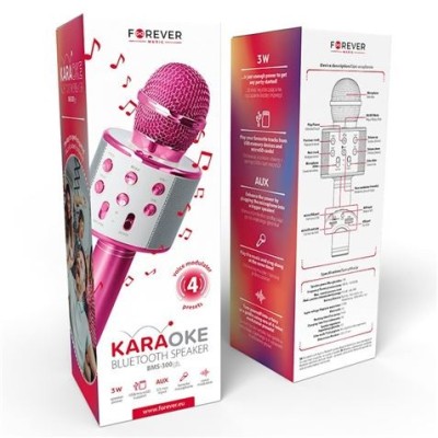 MICROFONO KARAOKE BLUETOOTH BMS-300 LITE ROSA FOREVER