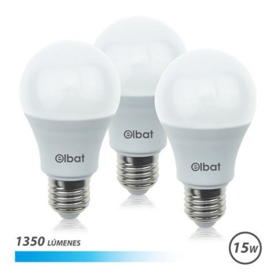 PACK 3 BOMBILLAS LED A60 | 15W | 1350LM | E27 | LUZ FRIA | ELBAT