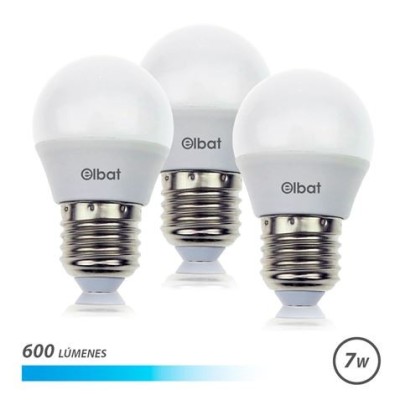 PACK 3 BOMBILLAS LED G45 | 7W | 600LM | E27 | LUZ FRIA | ELBAT