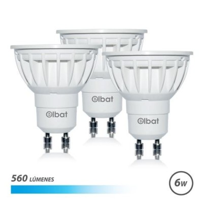 PACK 3 BOMBILLAS LED GU10 | 6W | 560LM | LUZ FRIA | ELBAT