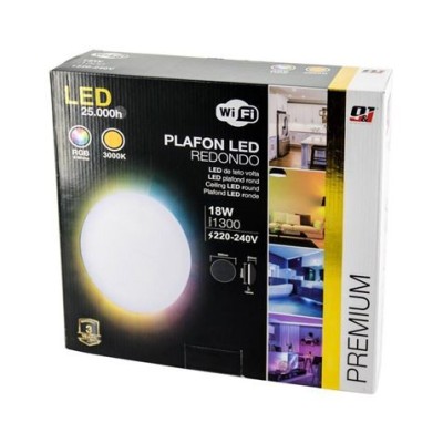 PLAFON REDONDO 30CM WIFI 18W 3000K+RGB 1300LM