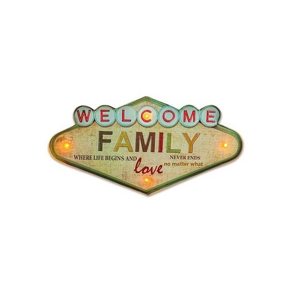 LAMPARA DECORATIVA LED RETRO WELCOME FAMILY FOREVER