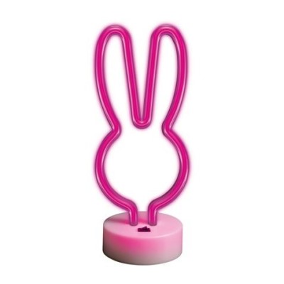 LAMPARA SOBREMESA DECORATIVA NEON LED RABBIT ROSA