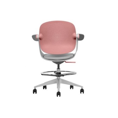 SILLA / TABURETE DE OFICINA TOP WORK ROJO CROMAD