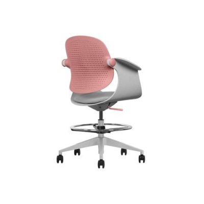 SILLA / TABURETE DE OFICINA TOP WORK ROJO CROMAD