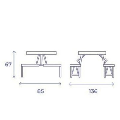 SET MESA CON 4 ASIENTOS PLEGABLES ALUMINIO GRIS 136X85X67