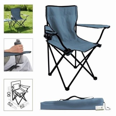 SILLA CAMPING PLEGABLE AZUL MARINO 52X52X90CM