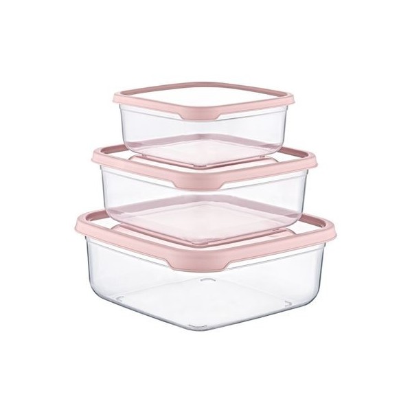 SET 3 TUPPER CUADRADOS ROSA 400-800-1400ML