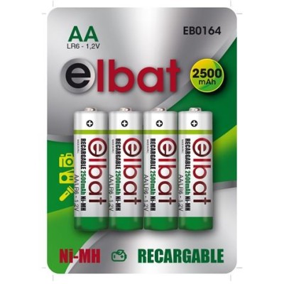 PACK 4 PCS PILAS RECARGABLES AA 2500MAH ELBAT