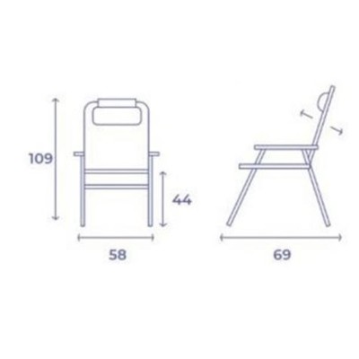 SILLA PLEGABLE 5 POSICIONES 69X58X109 RAYAS