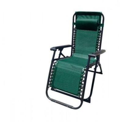 TUMBONA PLEGABLE VERDE DE ACERO CON COJIN CERVICAL