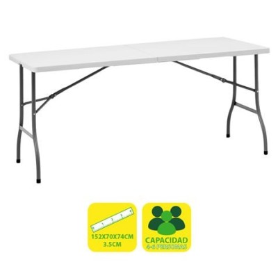 MESA DE RESINA PLEGABLE 152X70X74CM 3.5CM SUNGARDEN