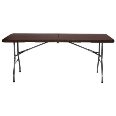 MESA DE RESINA PLEGABLE EFECTO RATÁN 180X74X74CM 3.5CM SUNGARDEN