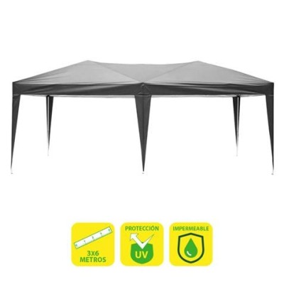 CARPA PLEGABLE ACERO 3X6 METROS GRIS SUNGARDEN