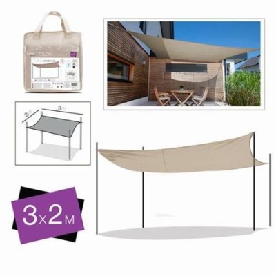 TOLDO RECTANGULAR 2X3 METROS BEIGE + BOLSA