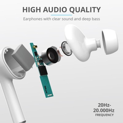 AURICULARES TRUST NIKA TOUCH EARPHONES BLUETOOTH WIRELESS WHITE