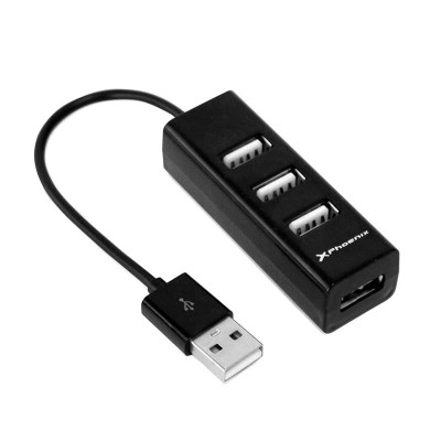 HUB USB PHOENIX 4 PUERTOS USB 2.0 BLACK