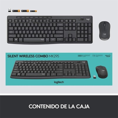 KIT TECLADO Y RATON WIRELESS SILENT TOUCH MK295 LOGITECH GRIS