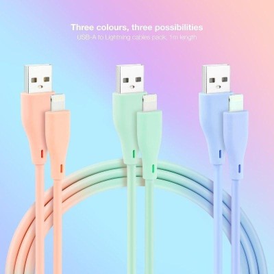 CABLE LIGHTNING A USB 2.0 NANOCABLE A/M 1M 3UD BLUE PINK GREEN LISO