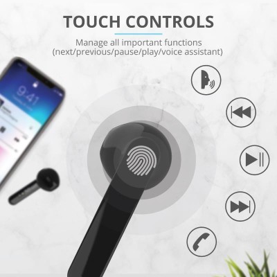 AURICULARES TRUST PRIMO TOUCH EARPHONES BLUETOOTH WIRELESS BLACK