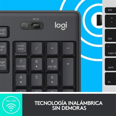 KIT TECLADO Y RATON WIRELESS SILENT TOUCH MK295 LOGITECH GRIS