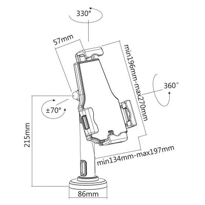 SOPORTE AISENS CON ANTIRROBO PARA TABLET 8-11 BLACK