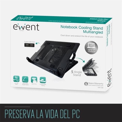 SOPORTE + VENTILADOR NOTEBOOK EWENT HASTA 17.4 BLACK