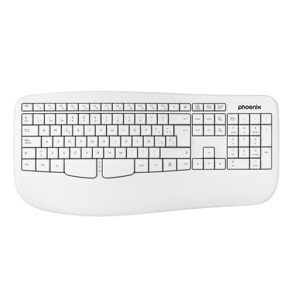 TECLADO PHOENIX K201 ERGONOMICO WIRELESS WHITE