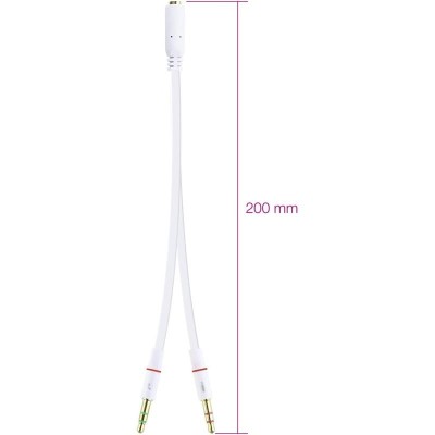 CABLE AUDIO NANOCABLE JACK 3.5/H - X2 JACK 3.5/M 20CM WHITE