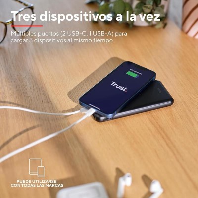 POWERBANK TRUST REDOH 10000MAH USB-A + X2 USB-C BLACK