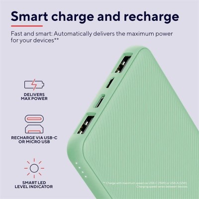 POWERBANK TRUST PRIMO SLIM 10000MAH X2 USB-A + USB-C + MICRO-USB ECO GREEN