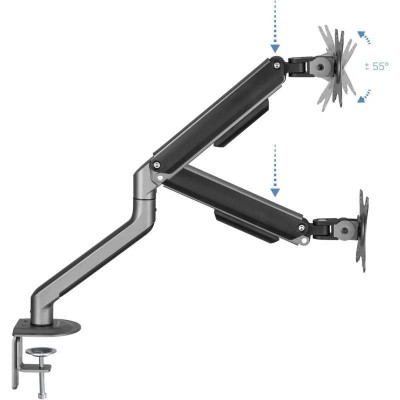 SOPORTE DE MESA TV MONITOR TOOQ ERGONOMICO ASISTIDO 17-32 BLACK/SILVER