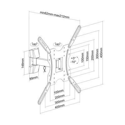 SOPORTE PARED TV MONITOR AISENS INCLINABLE GIRATORIO 32-55 30KG BLACK