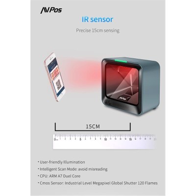 LECTOR CODIGOS AVPOS BP760 OMNIDIRECCIONAL SOBREMESA USB 1D +2D + QR